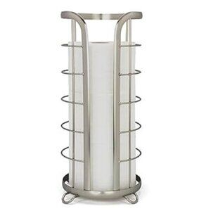 Nickel Toilet Paper Holder Freestanding Bathroom Tissue Organizer Minimalistic